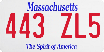 MA license plate 443ZL5