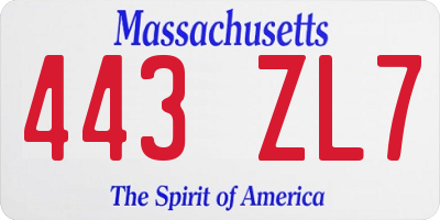 MA license plate 443ZL7