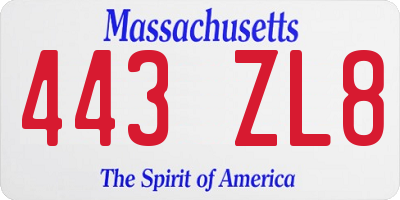 MA license plate 443ZL8