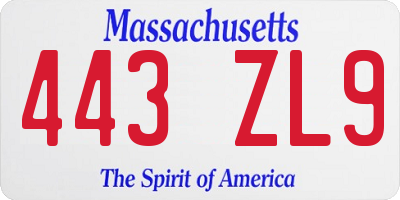 MA license plate 443ZL9