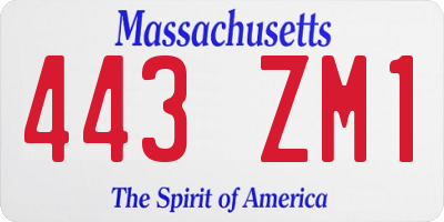 MA license plate 443ZM1
