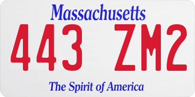 MA license plate 443ZM2
