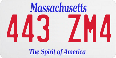 MA license plate 443ZM4