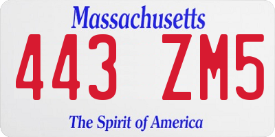 MA license plate 443ZM5