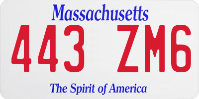 MA license plate 443ZM6