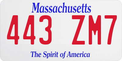 MA license plate 443ZM7