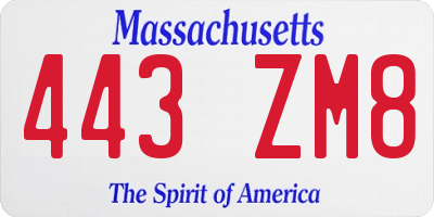 MA license plate 443ZM8