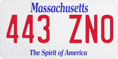 MA license plate 443ZN0