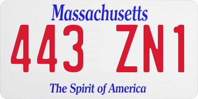 MA license plate 443ZN1