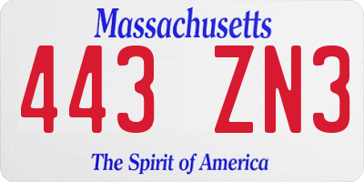 MA license plate 443ZN3