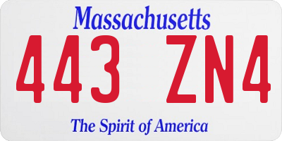 MA license plate 443ZN4