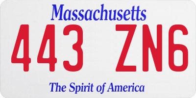 MA license plate 443ZN6