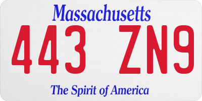 MA license plate 443ZN9