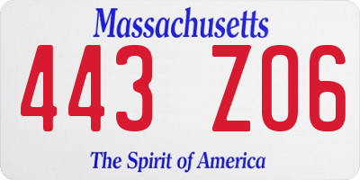 MA license plate 443ZO6