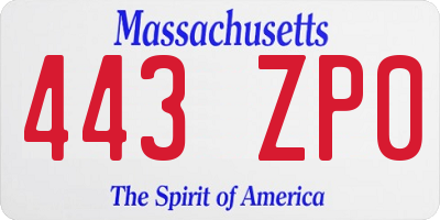 MA license plate 443ZP0