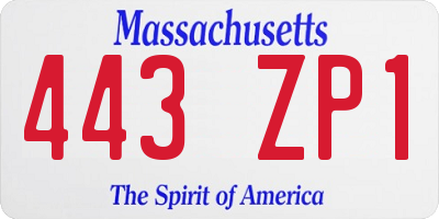 MA license plate 443ZP1