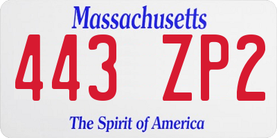 MA license plate 443ZP2