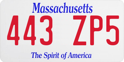 MA license plate 443ZP5