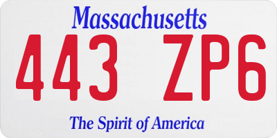 MA license plate 443ZP6