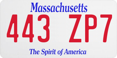 MA license plate 443ZP7