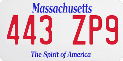 MA license plate 443ZP9