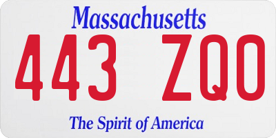 MA license plate 443ZQ0