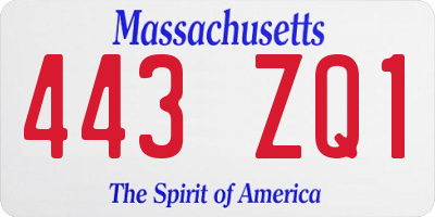 MA license plate 443ZQ1