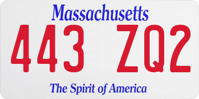 MA license plate 443ZQ2