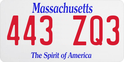 MA license plate 443ZQ3