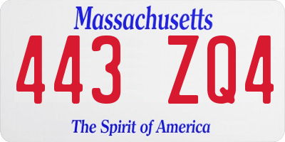 MA license plate 443ZQ4