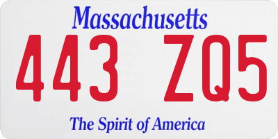 MA license plate 443ZQ5