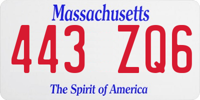 MA license plate 443ZQ6