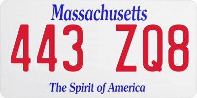 MA license plate 443ZQ8