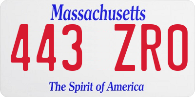 MA license plate 443ZR0