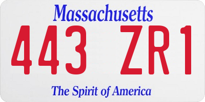 MA license plate 443ZR1