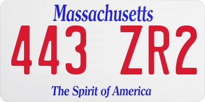 MA license plate 443ZR2