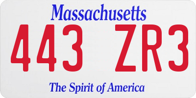 MA license plate 443ZR3