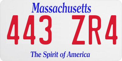 MA license plate 443ZR4