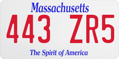 MA license plate 443ZR5