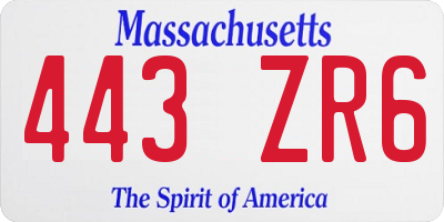 MA license plate 443ZR6