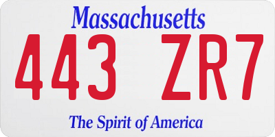 MA license plate 443ZR7