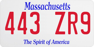 MA license plate 443ZR9