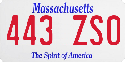 MA license plate 443ZS0