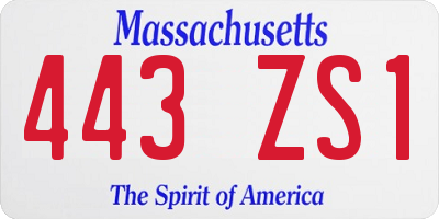 MA license plate 443ZS1