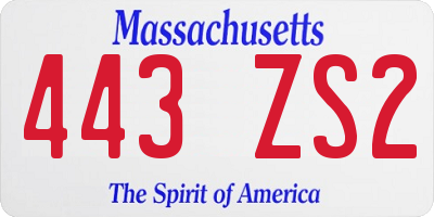 MA license plate 443ZS2