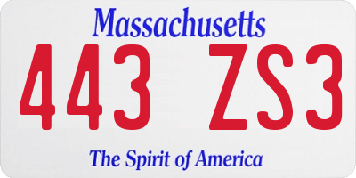 MA license plate 443ZS3
