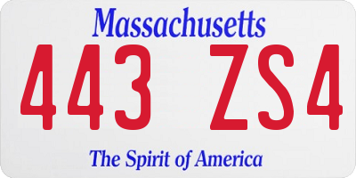 MA license plate 443ZS4