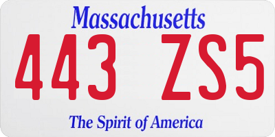 MA license plate 443ZS5