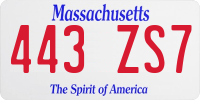 MA license plate 443ZS7