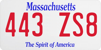 MA license plate 443ZS8